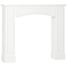 29" Modern Fireplace Mantel Surround Mantels for Fireplace with Decorative Geometric Pattern, White