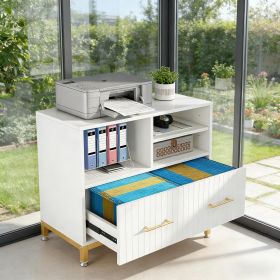 File Cabinet Printer Stand with Drawer & Open Storage Spaces