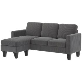 Sectional Sofa, L Shaped Couch, with Reversible Chaise or Ottoman, Dark Gray