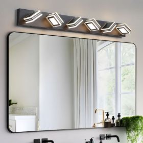 40" Modern 6-Light LED Vanity Light - Sleek Bathroom Wall Fixture, Iron & Acrylic, Dimmable & Energy-Efficient, Ideal for Mirror Lighting