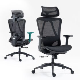Ergonomic High Back Mesh Office Chair with Adjustable Headrest & Lumbar Support, Breathable Mesh Desk Chair with Padded Seat