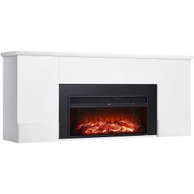 75 inch Freestanding Fireplaces, 1500W 5120BTU Fake Electric Fireplace Stove Heater with Mantel, Overheating Protection, Adjustable Flames,Timer
