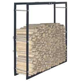 Firewood Rack Black 39.4"x9.8"x39.4" Steel