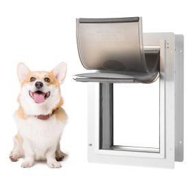 Pet Door, 9.29" x 13.19" Metal Frame with Lock and 3-Flap System, Weatherproof Doggy Door, Easy to Install in Interior or Exterior Walls