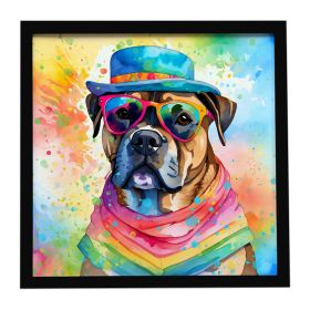 Cane Corso Hippie Dawg Framed Metal Print Bathroom, Kitchen, Office, Home Decor Wall Art Ready to Hang, Square, 8X8