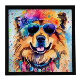 Chow Chow Hippie Dawg Framed Metal Print Bathroom, Kitchen, Office, Home Decor Wall Art Ready to Hang, Square, 8X8