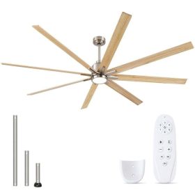 84 in. Integrated LED Farmhouse Indoor/Outdoor Nickel Smart Ceiling Fan with Remote Control