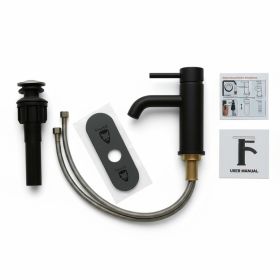 Single Handle Bathroom Faucet, Stainless Steel Single Hole Lavatory Faucet, Modern Sink Faucet, Matte Black (Option: 1)