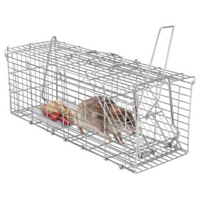 1Pc Foldable Rat Trap Cage Humane Live Rodent Trap Cage Galvanized Iron Mice Mouse Control Bait Catch With Detachable L Shaped Rod (Option: Silver)