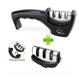 Sharpening Kitchen Tool Diamond Tungsten Steel Sharpening Stone (Option: Black Set)