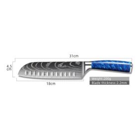 8-inch Chef Knife with Blue Resin Handle (Option: 7inch scattered knives)
