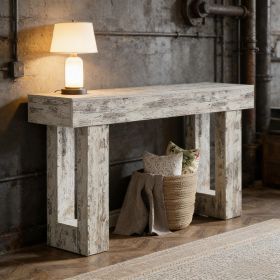 Wooden Sofa Table, 63-Inch Console Table For Entryway (Main Material: Wood, Main Color: Gray)