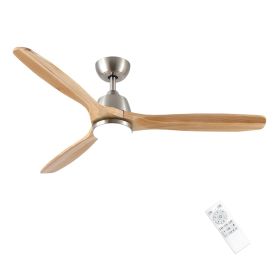 52 in. Integrated LED Farmhouse Indoor/Outdoor Nickel Smart Ceiling Fan with Remote Control (Color: Nickel, Material: Metal+Solid wood)