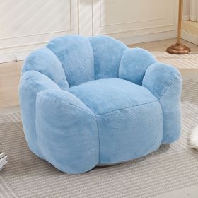Lotus type compression sofa Adult bean bag sofa with pull ring can be easily moved without installation Suitable for various environments such as (Color: Blue)