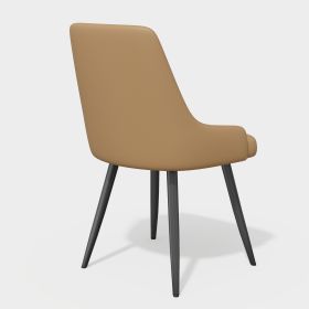 Hawsaiy PU leather Dining Chairs Set of 2 with Durable Metal Legs,Black (Color: Brown)