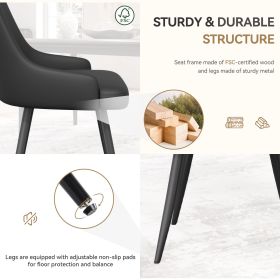 Hawsaiy PU leather Dining Chairs Set of 2 with Durable Metal Legs,Black (Color: Black)
