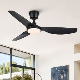 52 in. Integrated LED Farmhouse Indoor/Outdoor Black Smart Ceiling Fan with Remote Control (Color: Black, Material: Metal+ABS)
