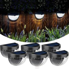 12/6 Solar fence lights, solar platform lights, solar wall lights, rechargeable solar cells, suitable for front porches, security lights (Quantity: 6PCS, Color: White)