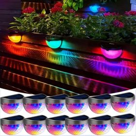 12/6 Solar fence lights, solar platform lights, solar wall lights, rechargeable solar cells, suitable for front porches, security lights (Quantity: 12PCS, Color: Colorful)