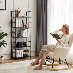 5 Tiers Bookshelf, Classically Modern Book Shelf, Book Rack, Storage Rack Shelves in Living Room/Home/Office (Color: Black)