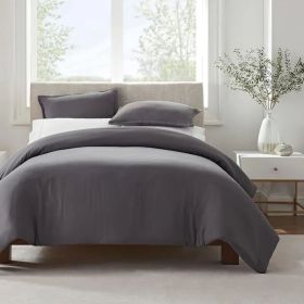 Serta Simply Clean Solid Duvet cover King (Color: Grey, size: King)