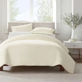 Serta Simply Clean Solid Duvet cover King (Color: Milk white, size: King)