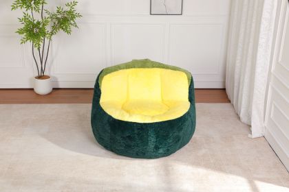 Oversized Bean Bag Chairs,Multicolor Faux Fur Couch Filled with Shredded Sponge,Large Lounger Sofa For Living Room,No Assembly Required (Color: Green+Yellow+Grey)