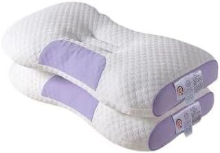 2pcs Knitted SPA Massage Neck Pillow, Cervical Orthopedic Neck Pillow, Soft, Adjustable Ergonomic Contour Support Pillow, Pillow Core (Color: Purple)