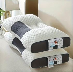 2pcs Knitted SPA Massage Neck Pillow, Cervical Orthopedic Neck Pillow, Soft, Adjustable Ergonomic Contour Support Pillow, Pillow Core (Color: White)