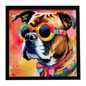 Boxer Hippie Dawg Framed Metal Print Bathroom, Kitchen, Office, Home Decor Wall Art Ready to Hang, Square, 8X8 (Default: Default)