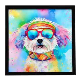 Bichon Frise Hippie Dawg Framed Metal Print Bathroom, Kitchen, Office, Home Decor Wall Art Ready to Hang, Square, 8X8 (Default: Default)