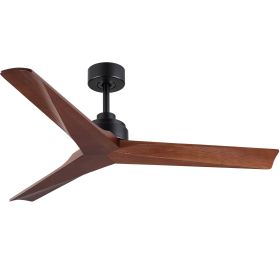 52 in. Integrated LED Farmhouse Indoor/Outdoor Black Smart Ceiling Fan with Remote Control (Color: Black, Material: Metal+Solid wood)