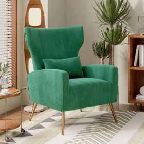 The velvet single sofa chair and modern armchair can be placed in the room, living room and reception room (Color: Green)