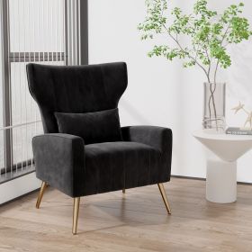 The velvet single sofa chair and modern armchair can be placed in the room, living room and reception room (Color: Black)
